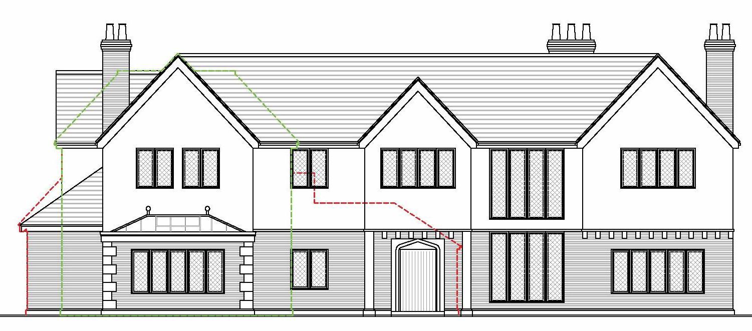 proposed front elevation of extended house in green belt christopher hunt buckinghamshire